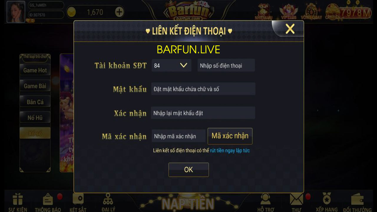 liên kết app barfun